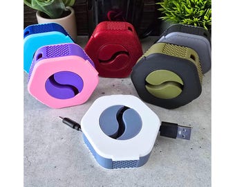Portable USB Cable Winder | 3D Printed Cord Organizer | 3 Sizes 3, 6, 10 Ft Cables | Vibrant Two-Tone Design | Cable Management for Travel