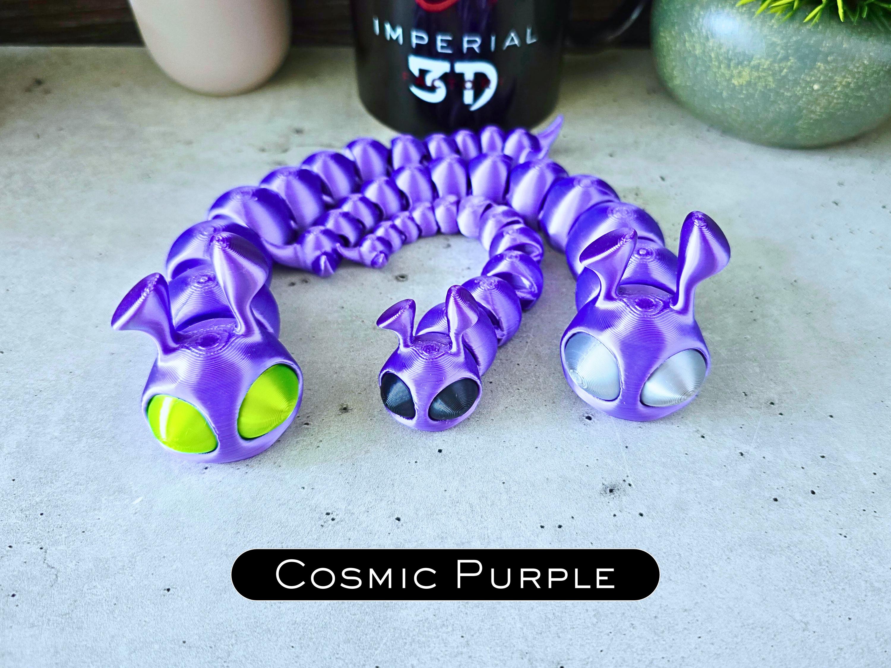 3D Printed Alien Space Slug Flexi: Metallic Sci-fi Sensory Articulated ...