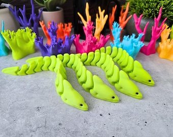 Articulated Moray Eel Flexi Fidget: 3D Printed Ocean Decor