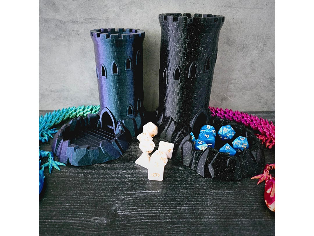 3D Printed Crystal Dice Tower: TTRPG Role Playing Accessory, 7-piece ...