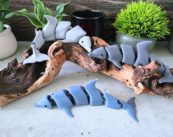 Articulated Dolphin Flexi Fidget: 3D Printed Ocean Desk Decor