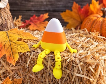 Articulated Candy Corn Buddy, 3D Printed Fall Desk Decor, Fall Gift