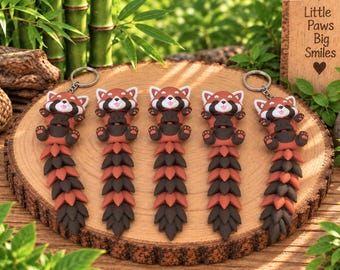 Articulated Red Panda Fidget Toy, 3D Printed Fidget, Keychain or Magnet (Flexible Desk Buddy)
