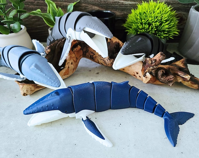 Articulated Humpback Whale Flexi - 11.5" 3D Printed Desk Decor