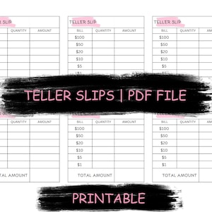 Teller Slips | Printable PDF - Etsy