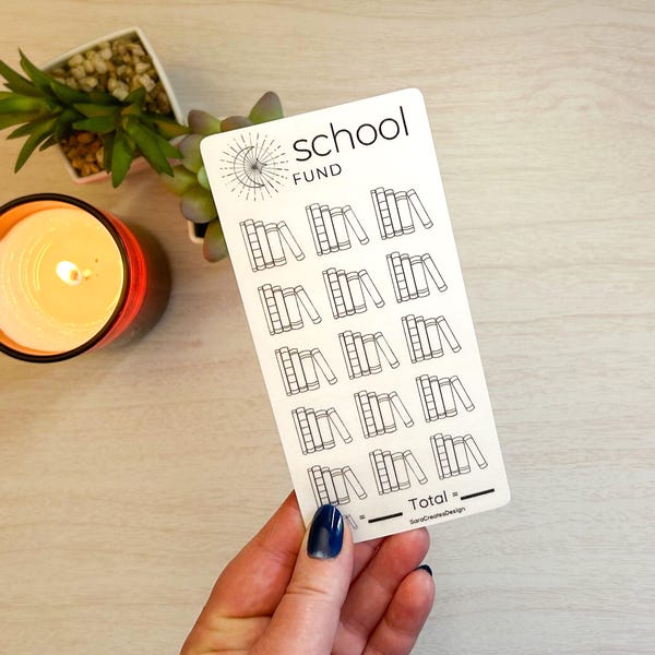 School Savings | Laminated | Glossy Finish | Cash Stuffing