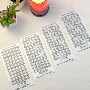 1, 5, 10, and 20 Dollar Savings Challenges | Laminated | Glossy Finish | Cash Stuffing