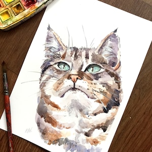 Cat Painting- Original Watercolor Painting, Pet Decor, Cat, Kitten, Cat Print, Cat watercolor, Cat Decor, Cat Lover Gift, Funny Cat Art