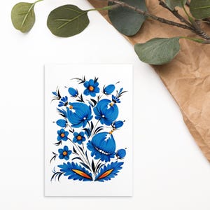 Blumen-Postkarte Ukrainischen Geschenk Blumenmalerei Frohe Ostern Grußkarte Ukrainische Blumen Karte Petrykivka Malstil