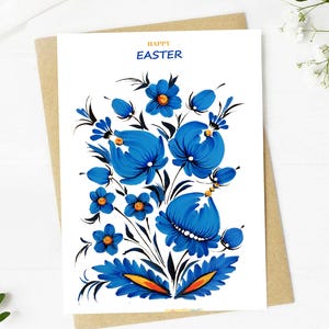 Frohe Ostern Grußkarte Ukrainischen Geschenk Blumenmalerei Frohe Ostern Grußkarte Ukrainische Blumen Karte Petrykivka Malstil