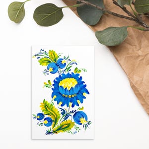 Frohe Ostern Grußkarte Ukrainischen Geschenk Blumenmalerei Frohe Ostern Grußkarte Ukrainische Blumen Karte Petrykivka Malstil