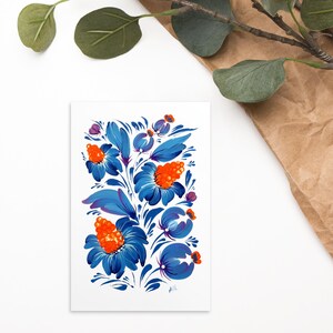 Cartão postal IMPRESSÃO Presente ucraniano Pintura de flores Feliz Páscoa Cartão de felicitações Cartão de flores ucraniano Estilo de pintura Petrykivka