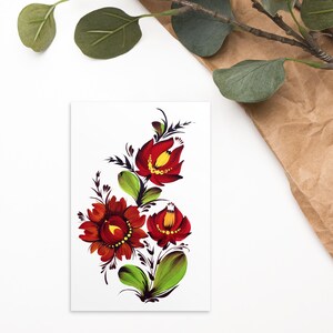 Frohe Ostern Grußkarte Ukrainischen Geschenk Blumenmalerei Frohe Ostern Grußkarte Ukrainische Blumen Karte Petrykivka Malstil
