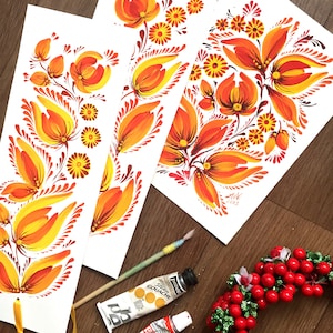 Segnalibri originali in stile ucraino Petrykivka, arte popolare. L'opera d'arte fatta a mano in stile popolare ucraino è un bellissimo regalo per la mamma.