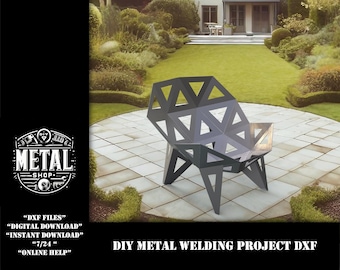 DIY Metal Chair DXF files for plasma, cnc file download weld kit, metal laser file cut plans, metal chair blueprints for cnc plasma cut