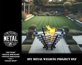 DIY Hexagon Firepit Welding Project Plans Dxf Bundle, diy weld kit, welding project templates, diy project, dxf files for plasma laser cnc