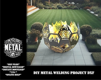 DIY Metal Dodecahedron Firepit Welding Project Plans Dxf for plasma lasercut cnc, diy weld kit, welding project, dxf files for plasma