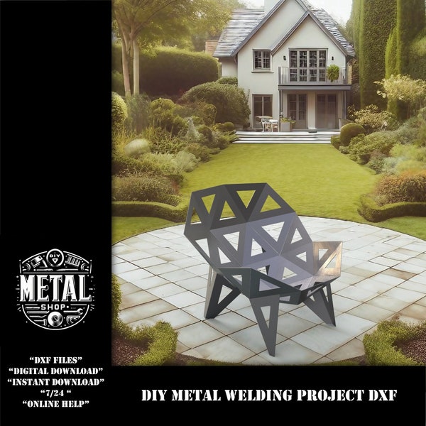 DIY Metal Chair DXF files for plasma, cnc file download weld kit, metal laser file cut plans, metal chair blueprints for cnc plasma cut