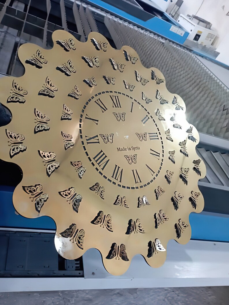 Syrian Clock Butterfly Metal Wall Clock Design DXF File: 3D Patterned Art - Etsy