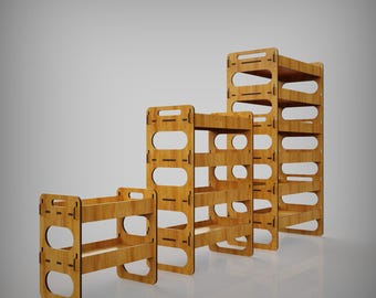 Laser Cut Desktop Shelves SVG DXF: Glowforge CNC Woodworking Template (Digital Download)