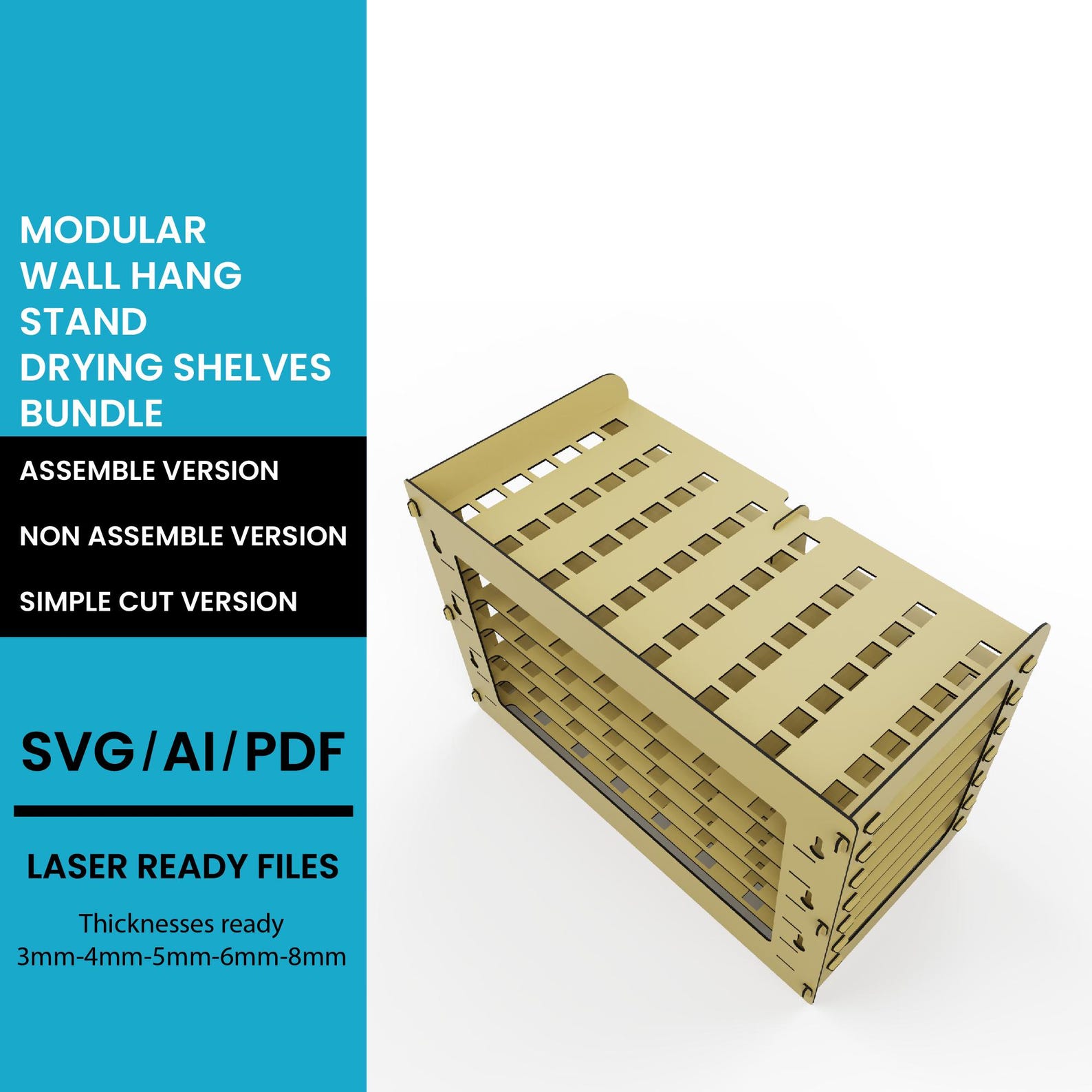 Laser Cut Rak Laser Cut Drying Rack SVG: Multipurpose CNC Template (3mm) (digital ...