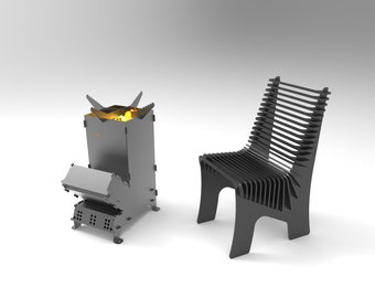Rocket Stove big size, Fire Pit, Mangal BBQ Barbecue Dxf, CDR, SVG files for plasma, - grill, mangal, Collapsible, Foldable, plasma, laser