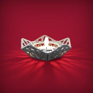 シートメタル DXF ティーライト ホルダー V2、レーザーカット用シンプルなティーライト キャンドル スタンド、CNC、厚さ 1 mm / 2 mm / 3 mm