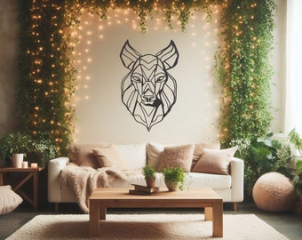 Geometric Rhino Wall Art, Laser Cut Metal, CNC DXF File (designed by dxffilesdiymetalshop)