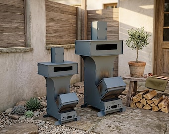 Pizza Rocket Stove Grill DXF File: Portable Fire Pit, 3mm/4mm (Digital Download)