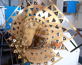Originali DXF Orologio da parete in metallo Design Diamante, orologio 3d con motivi dalla forma unica, orologio da parete in metallo, arte da parete in metallo, decorazione da parete in metallo