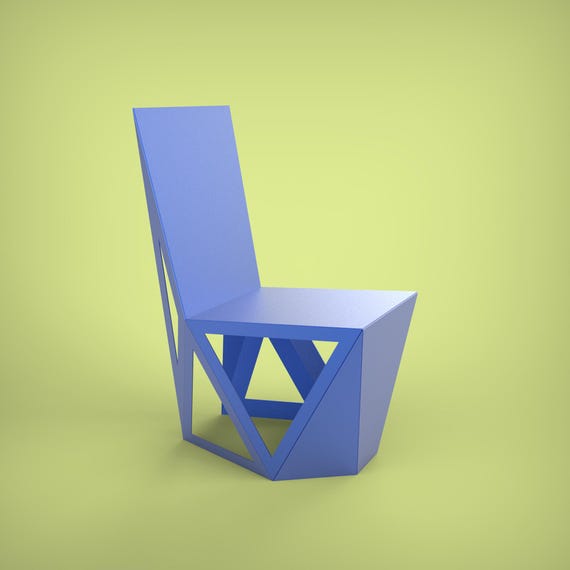 Polygonal Metal Chair DXF File: Welding Project, CNC Cut Plans