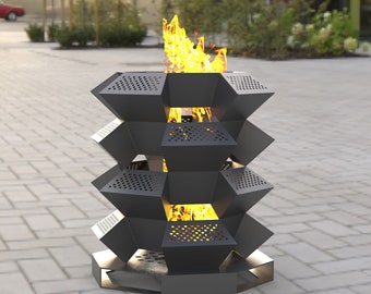 Unique Sculpture Firepit Design Lasercut and Plasma Dxf Files - DXF - Firepit Cut Plans, Dxf for plasma, diy project, 2mm and 5mm used