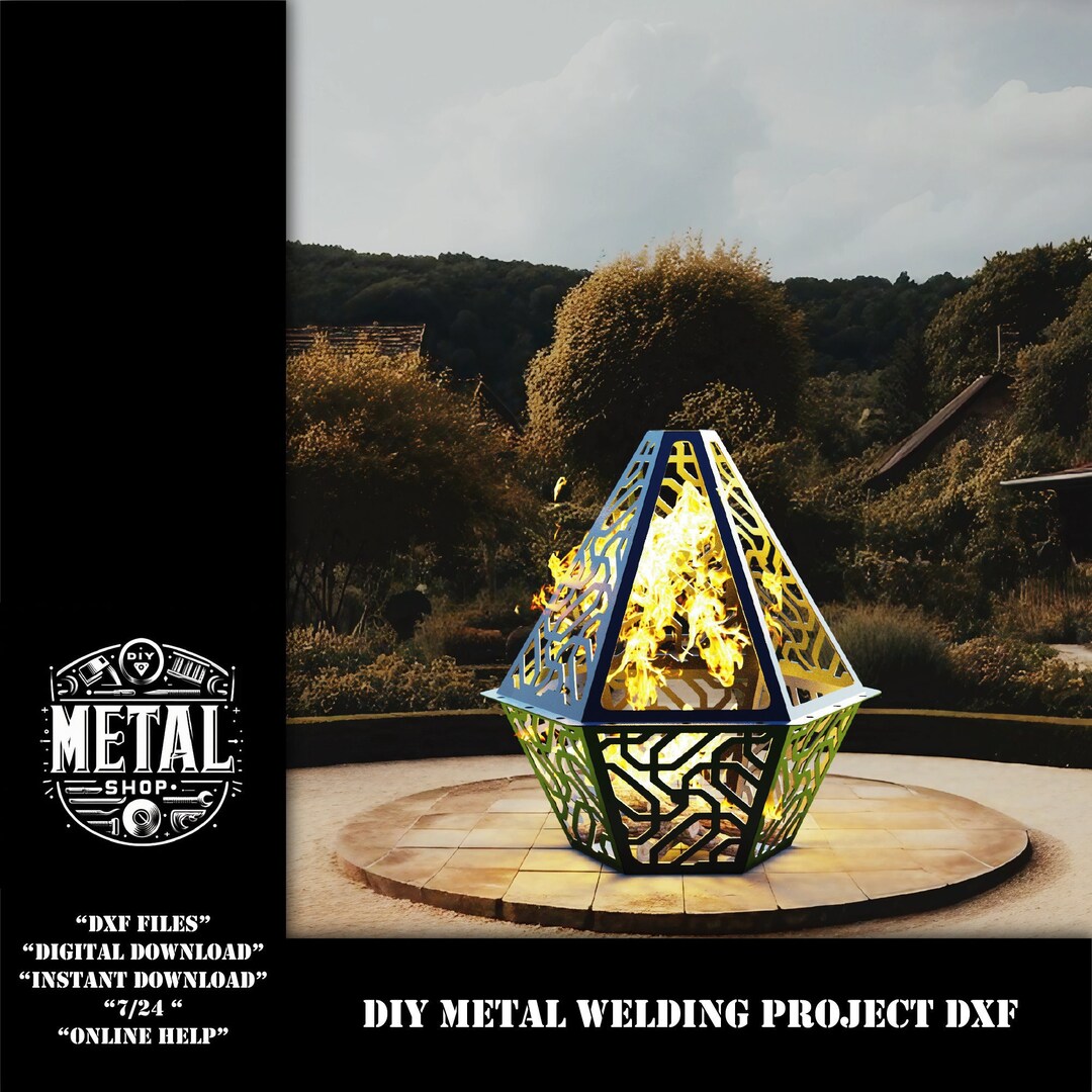 DIY Decorative Hexagon Firepit Welding Project Plans Dxf Bundle, Diy