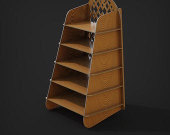 Laser Cut Tiered Shelf SVG Template: Glowforge CNC Design (4mm) (Digital Download