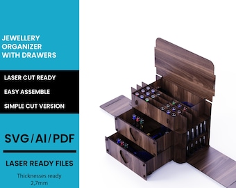Organizer Box SVG Laser Cut File: Self Locking Lid, CNC Woodworking (Digital Download)