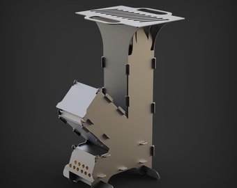 Rocket Stove Grill DXF File: Portable Camping Stove, Plasma Laser Cut
