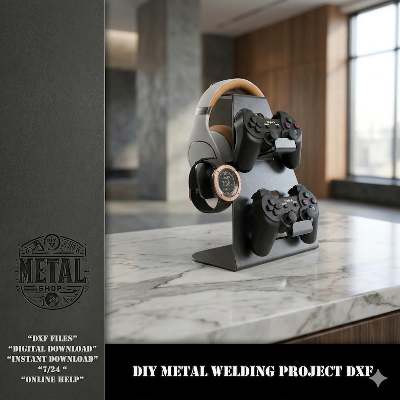 DIY Gamer Stand DXF: Metal Gaming Dock Cut Files (Digital Download) image 1