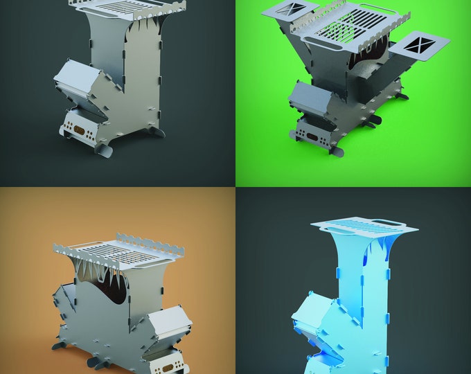 Featured listing image: Rocket Stove DXF Bundle: 3mm Portable Camping Stove Plans