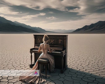 Play like no one is listening: | Piano Wall Art | Piano | Desert Art |Desert Landscape | Piano Art |