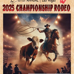 2025 RODEO Championship Poster | 20&quot;x30&quot; | CALF Roper| nfr | #4 in Series of 4 | Commemorative NFR Poster | Las Vegas Rodeo | Cowgirl |