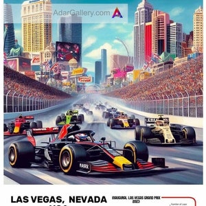 GRAND PRIX Vegas Racing - 20&quot;x 30&quot; Commemorative 2023 Poster of the Inaugural Grand Prix Race, depicting the epic formula  excitement !!