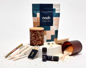 Noah Kit de fabrication de bougies bricolage pour débutants - Comprend de la cire de bougie, de l'huile essentielle, une mèche, une boîte cadeau - Créez votre propre bougie - Kit créatif inactif