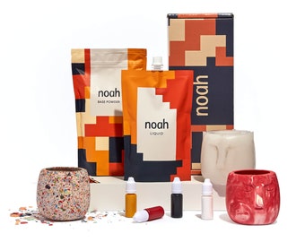 noah Jesmonite en Terrazzo DIY Crafting Kit met Face Pot Siliconen Mal - Waterbasis Pigment & Tool Kit - Perfect Valentijnsdag Cadeau Idee