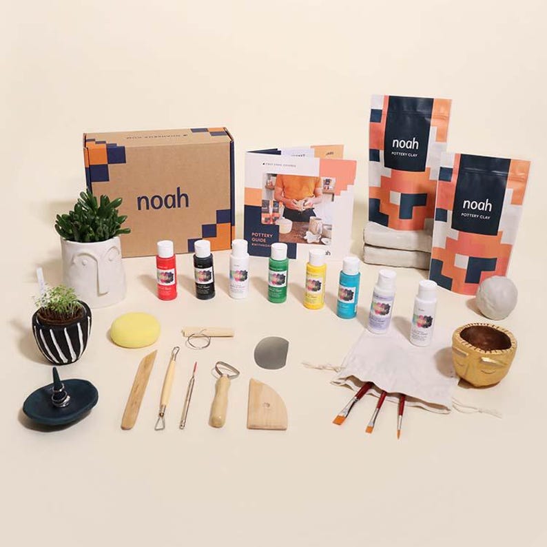 DIY Pottery Starter Kit | White Clay, Tools & Paints Primary