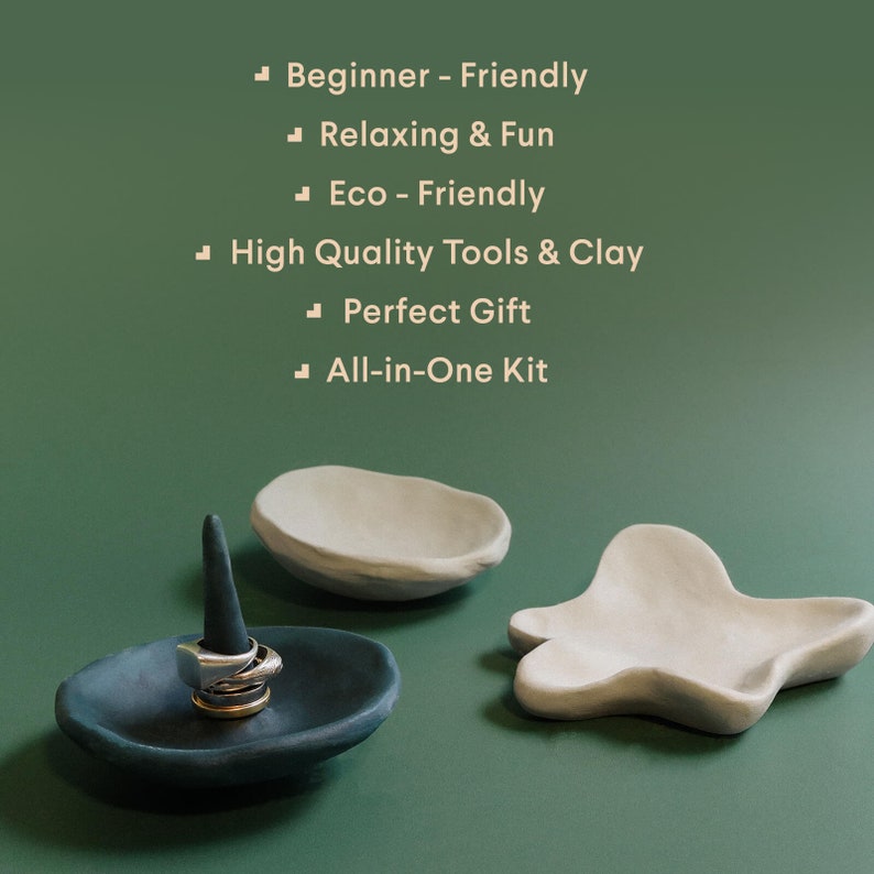 Noah Pottery Starter Kit / Arcilla blanca, Herramientas de cerámica, Pinturas acrílicas, Pinceles / Idea de regalo perfecta / Kit de artesanía imagen 2