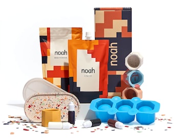 Noah Kit de création artisanale en jesmonite et terrazzo avec bougies chauffe-plat et moules en silicone - Créez votre propre kit de création inactif