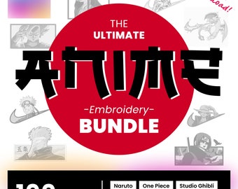 100 Anime Stickdesigns für Maschinen, (Bundle/Paket), inspiriert von Naruto, One Piece, Chainsaw Man, Demon Slayer, Jujutsu Kaisen