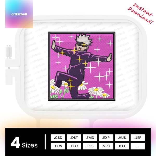 Satoru Gojo - Anime Machine Embroidery Design - Inspired by 'Jujutsu Kaisen' - Instant Download - JJK / J2K