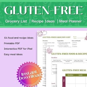 Gluten-Free Food List | Gluten-Free Diet Plan | Gluten-Free Grocery List | Gluten-Free Meal Planner | Celiac Recipes | Printable Interactive