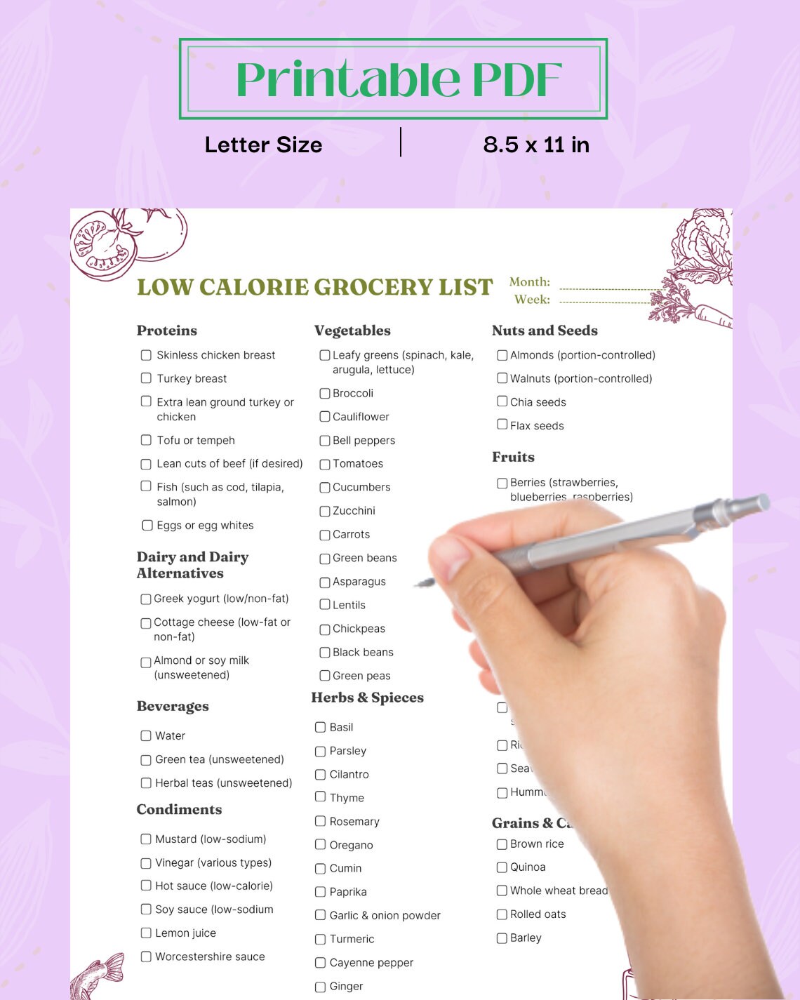 Low Calorie Food Plan Low Calorie Grocery List Low Calorie Diet Plan ...